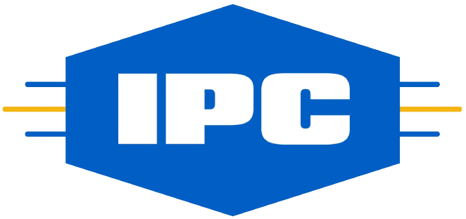 A blue hexagonal logo with the letters ipc.