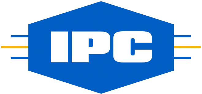 A blue and green logo for ipc